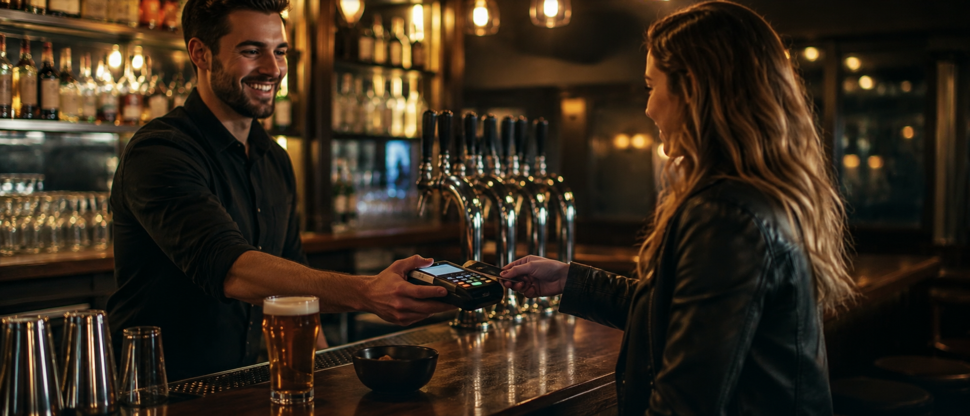 Bar or pub using Facilipay for payments, table ordering and customer engagement