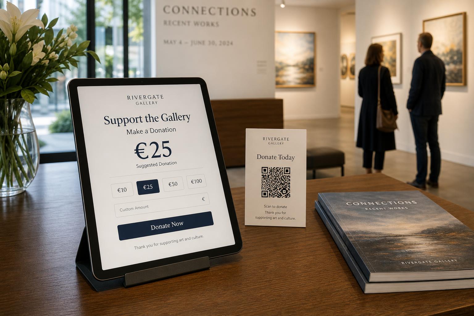 Art gallery donation experience for visitors and patrons