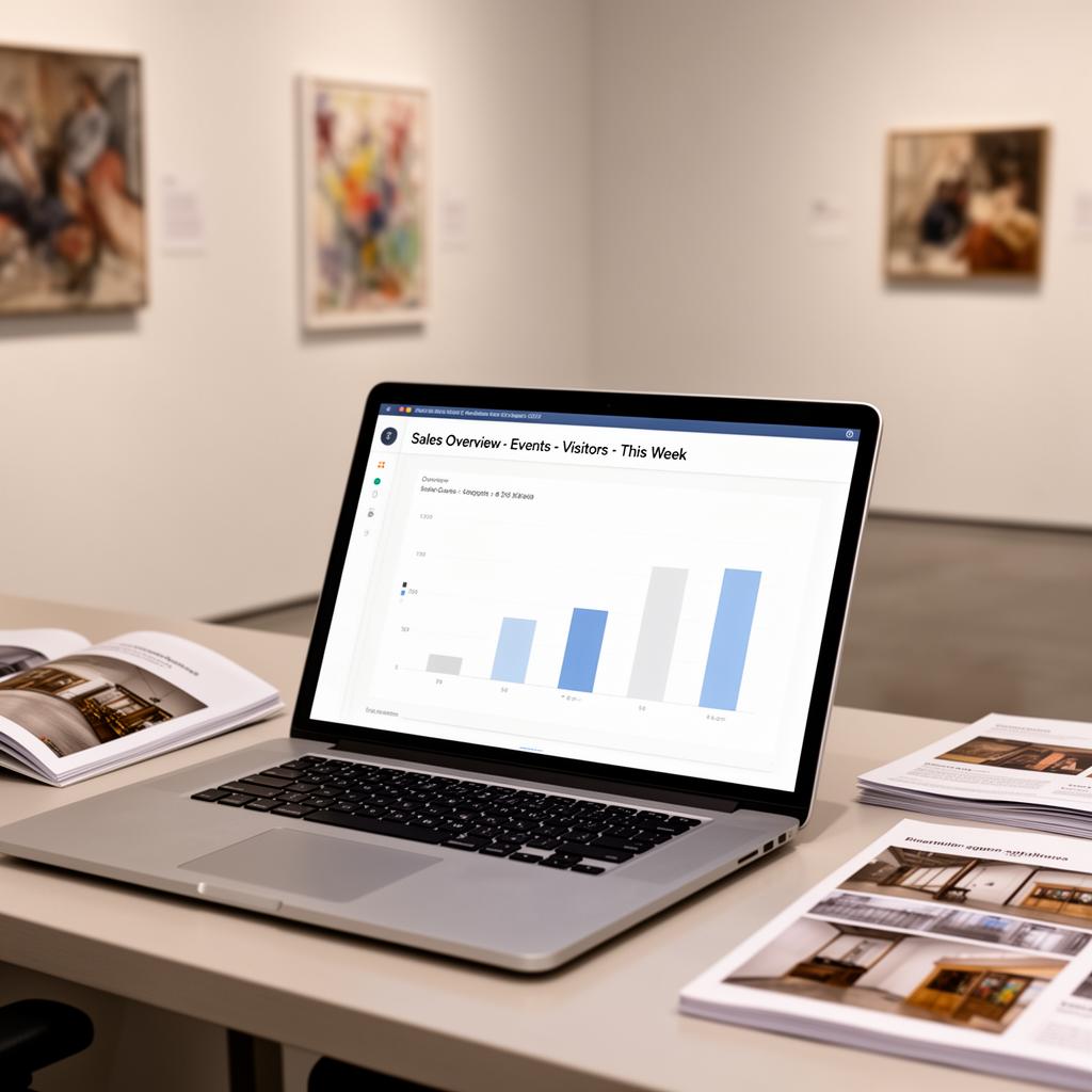 Art gallery reporting dashboard for sales, donations and visitor activity