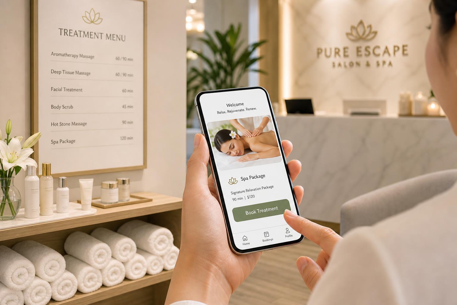 Customer booking a salon or spa treatment package online