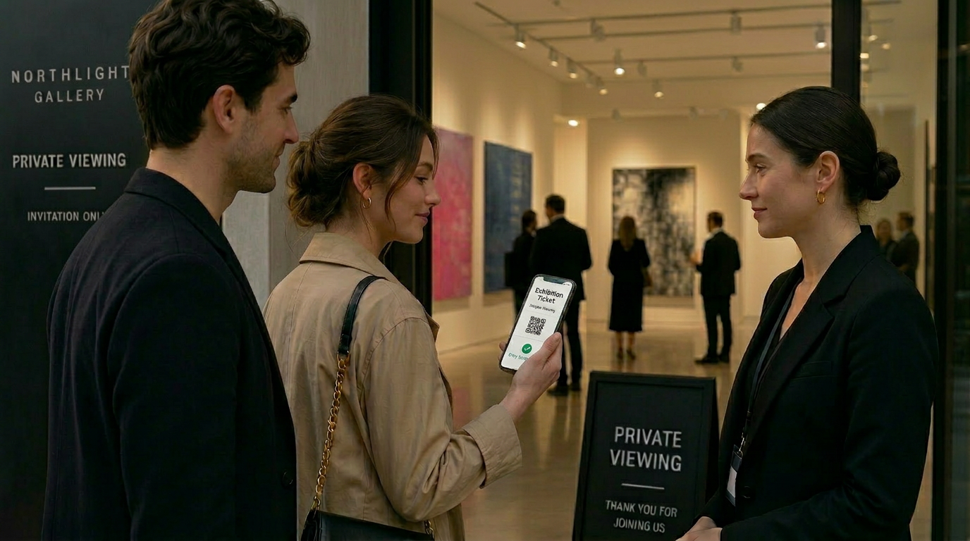 Art gallery ticketing experience for exhibitions and events